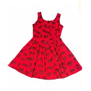 Nooworks Red Dress with Painted Ladies (Houses) Print size Large